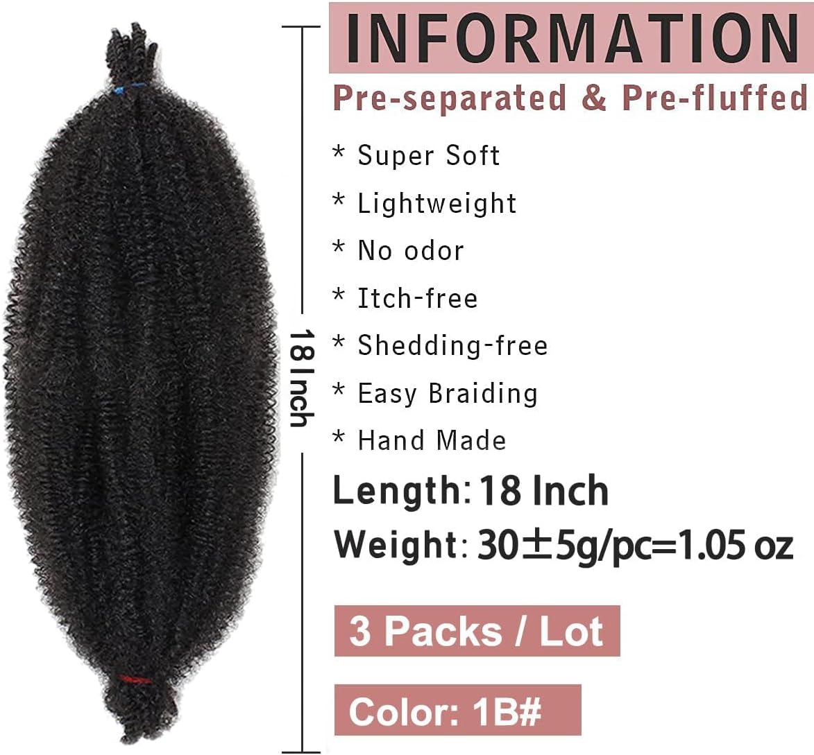 Xtrend - Marley Twist - 45,7 cm - 3 paquets mèches crochet synthétiques