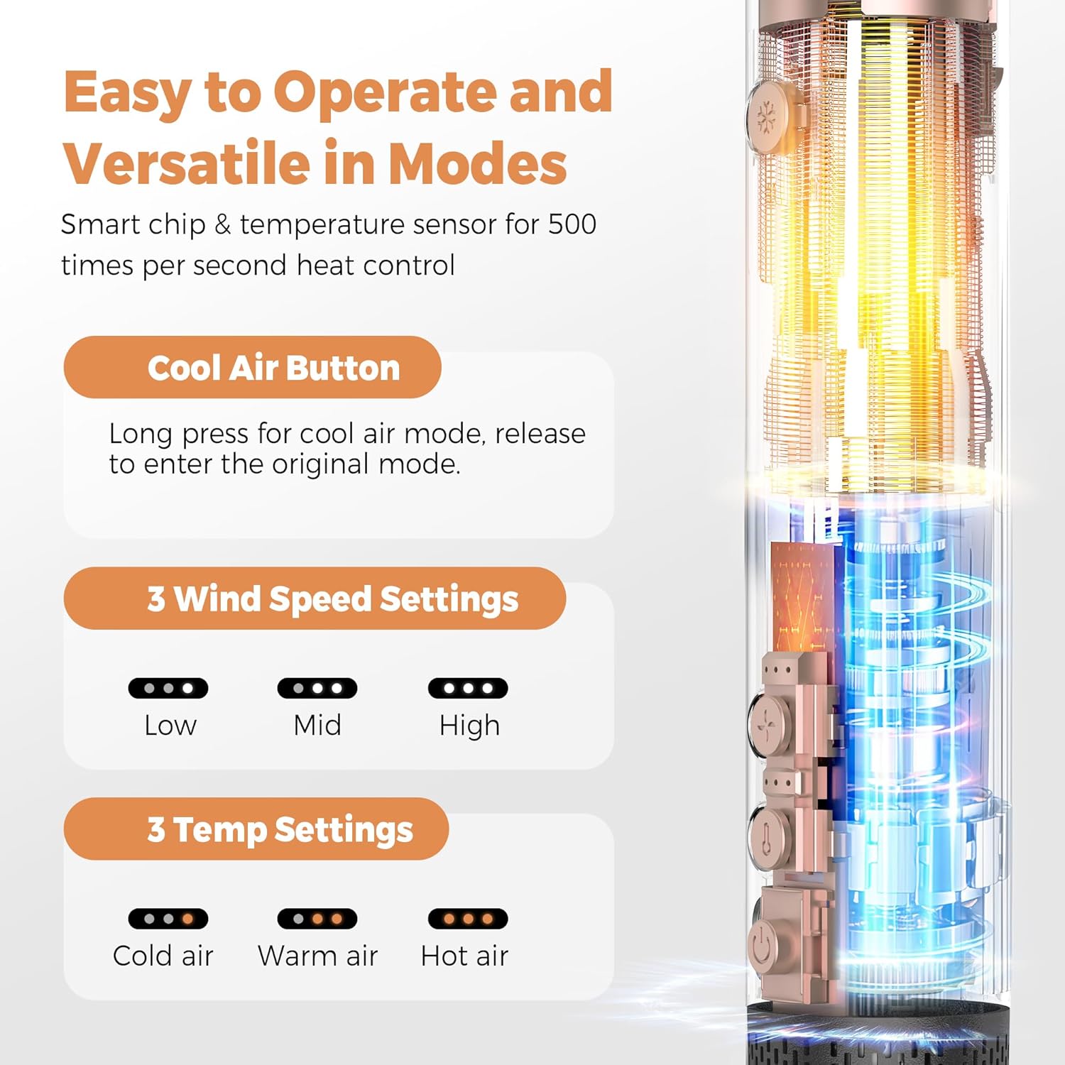 OKWRAP - Air Styler 5 en 1 - 1300W, 110000 TR/MIN, sèche, boucle, lisse