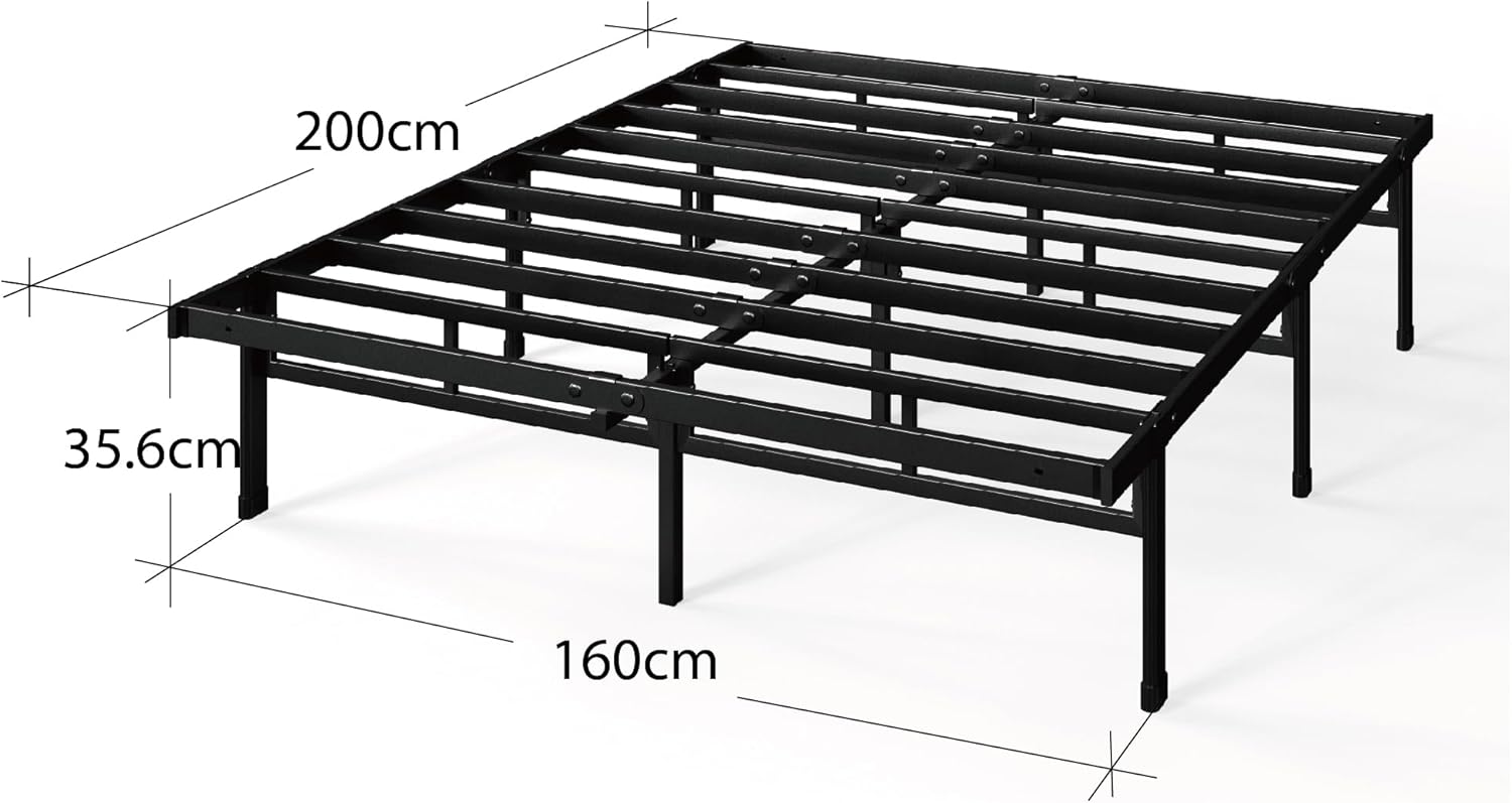 Zinus - Justin - 160x200 cm - cadre métal, rangement, 36 cm haut
