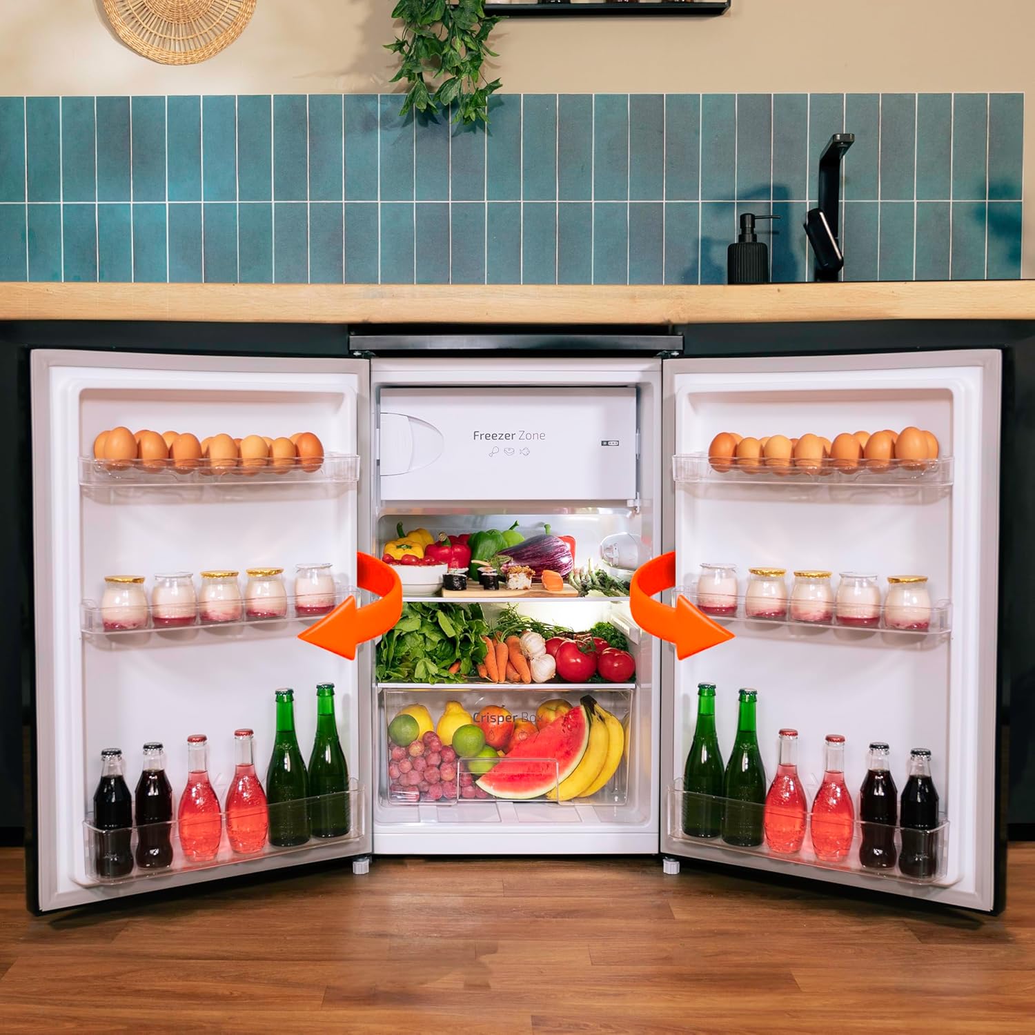 Cecotec - Bolero CoolMarket TT 107 Inox - 107L - porte réversible, congélateur, faible bruit, classe E