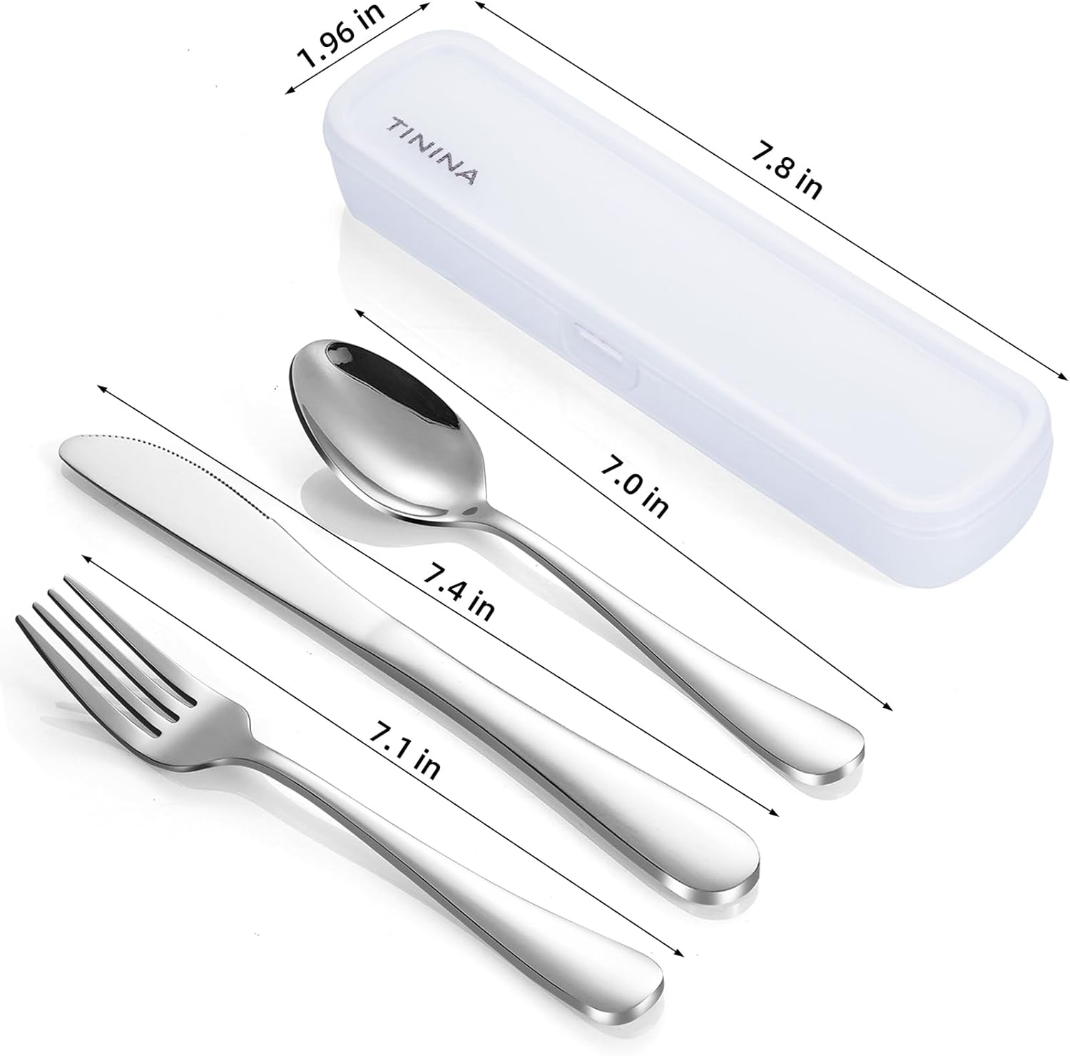 Couverts de camping - inox - étui renforcé, lavable, portatif