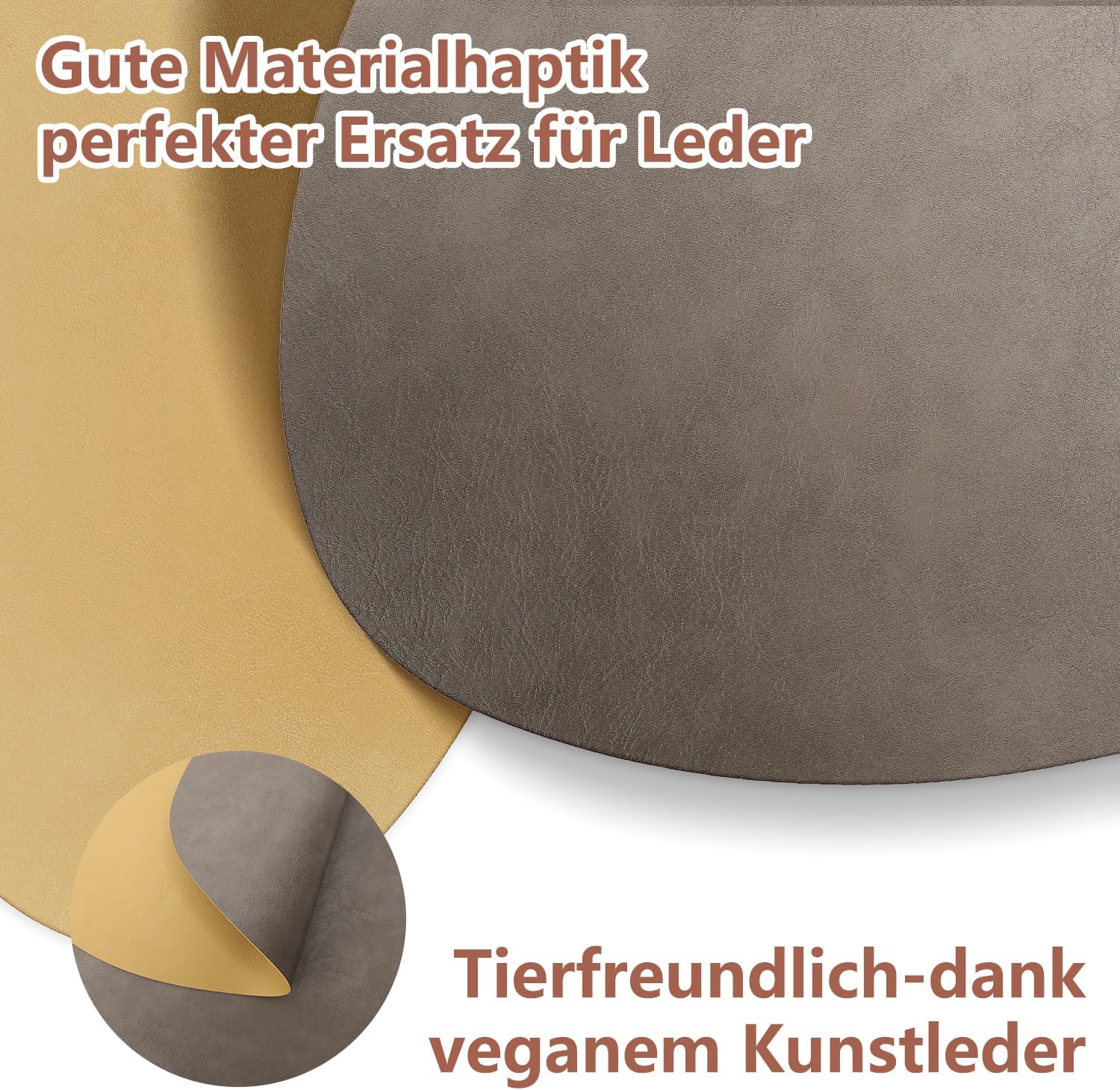 Set de table - lot de 4, cuir PU double face, 41x33cm, antidérapant