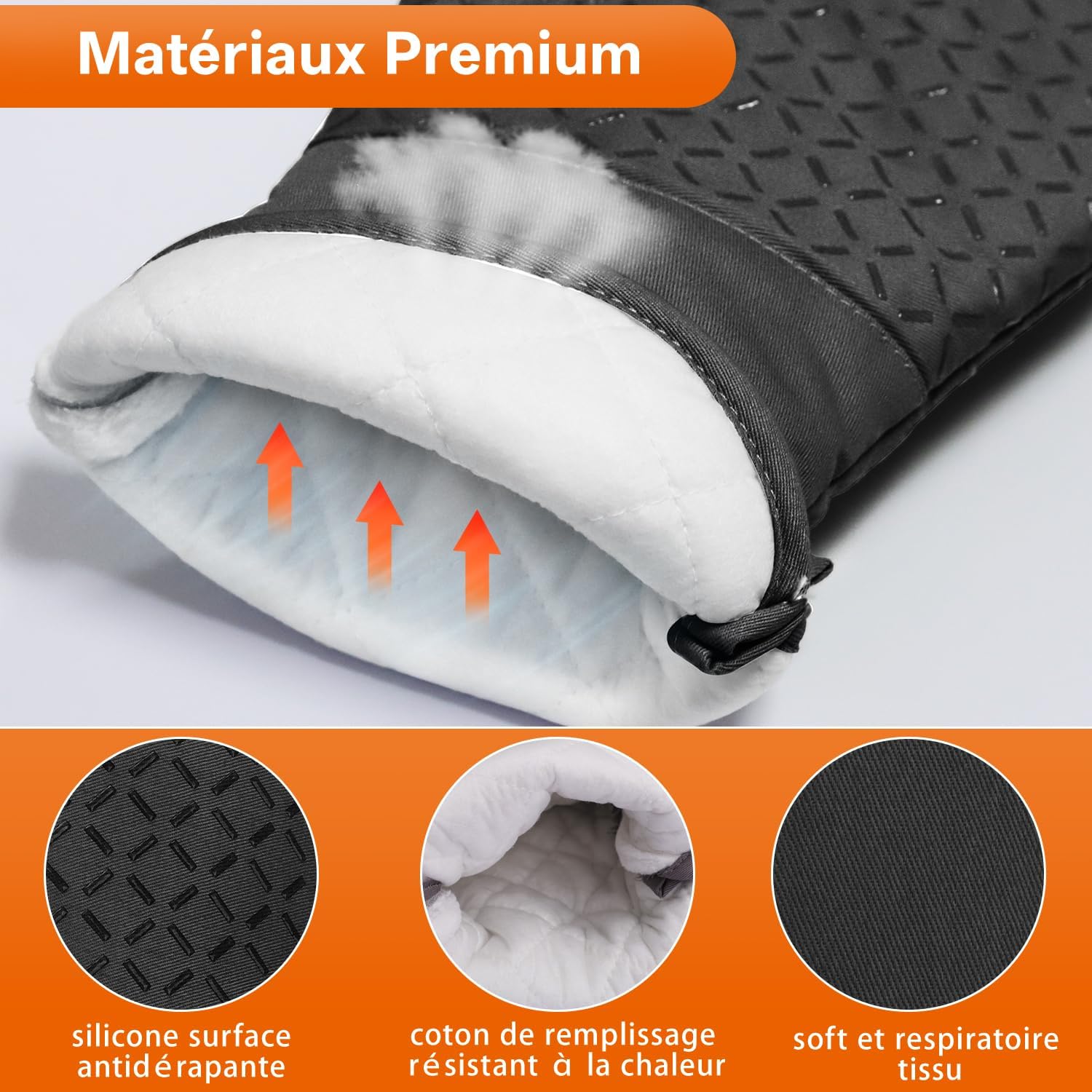 MILcea - Gant Four, lot de 4, 32cm - silicone antidérapant, résiste à 300°C