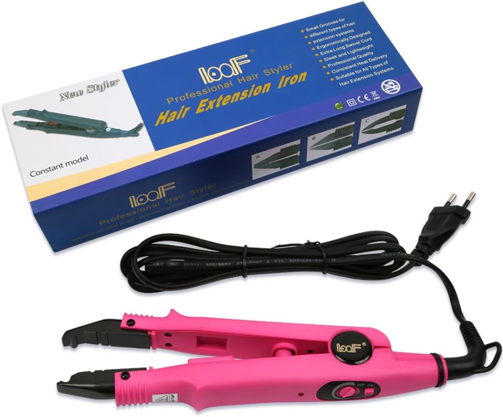 Qliver - Pince professionnelle extension cheveux - Température constante - Rose