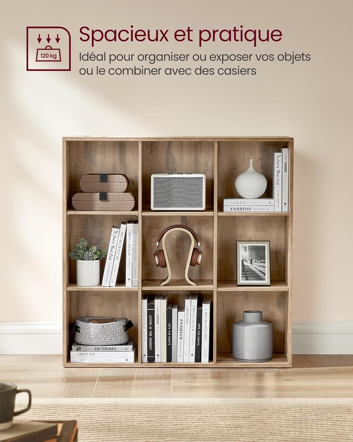 VASAGLE - bibliothèque cubique 9 compartiments - rangement sur pied LBC177K01