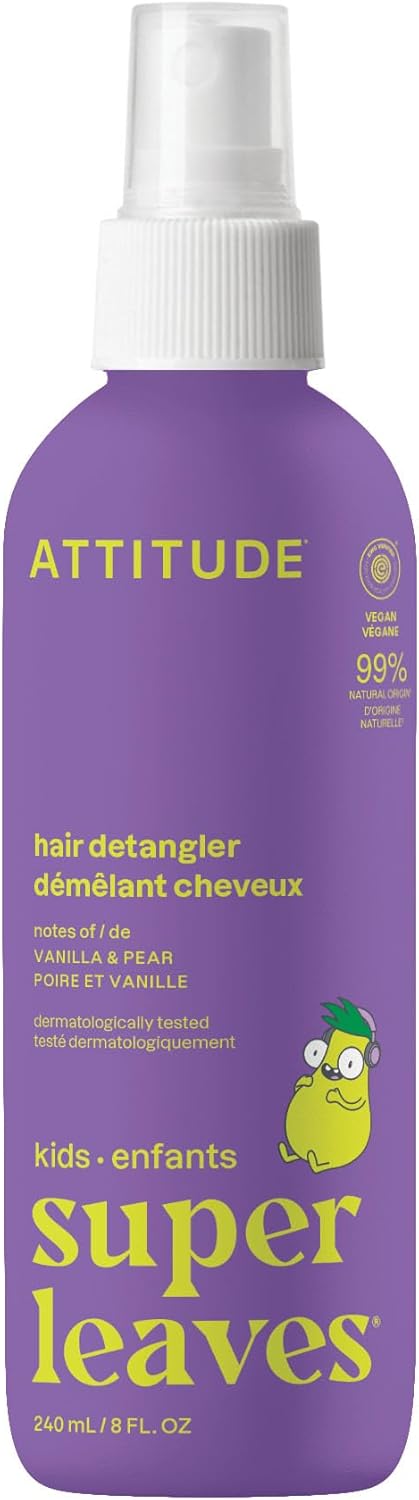 ATTITUDE - Démêlant Enfant Sans Rinçage 240mL - Végan, parfum vanille-poire
