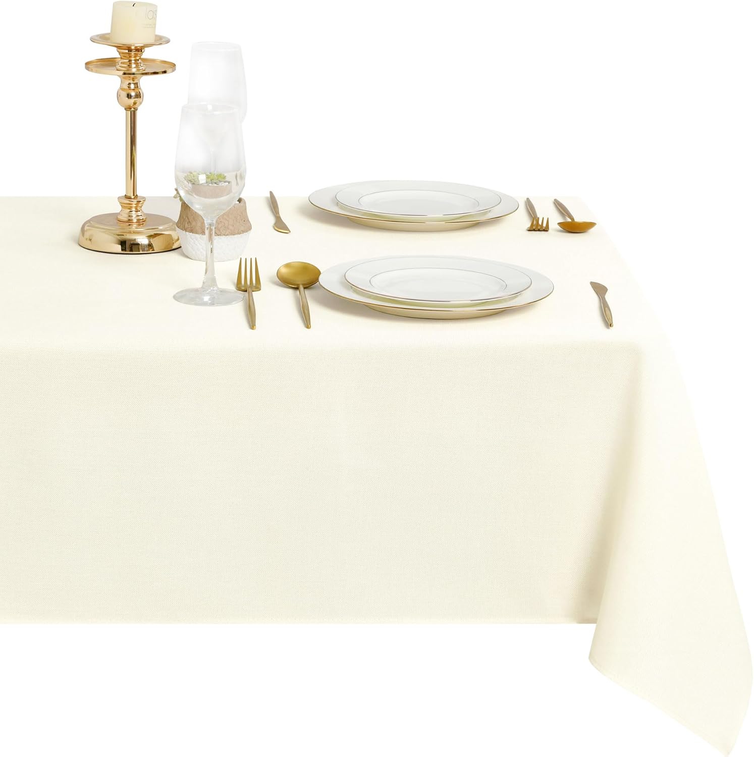 DWCN - Nappe aspect lin imperméable 135x220cm, anti-tache, lavable