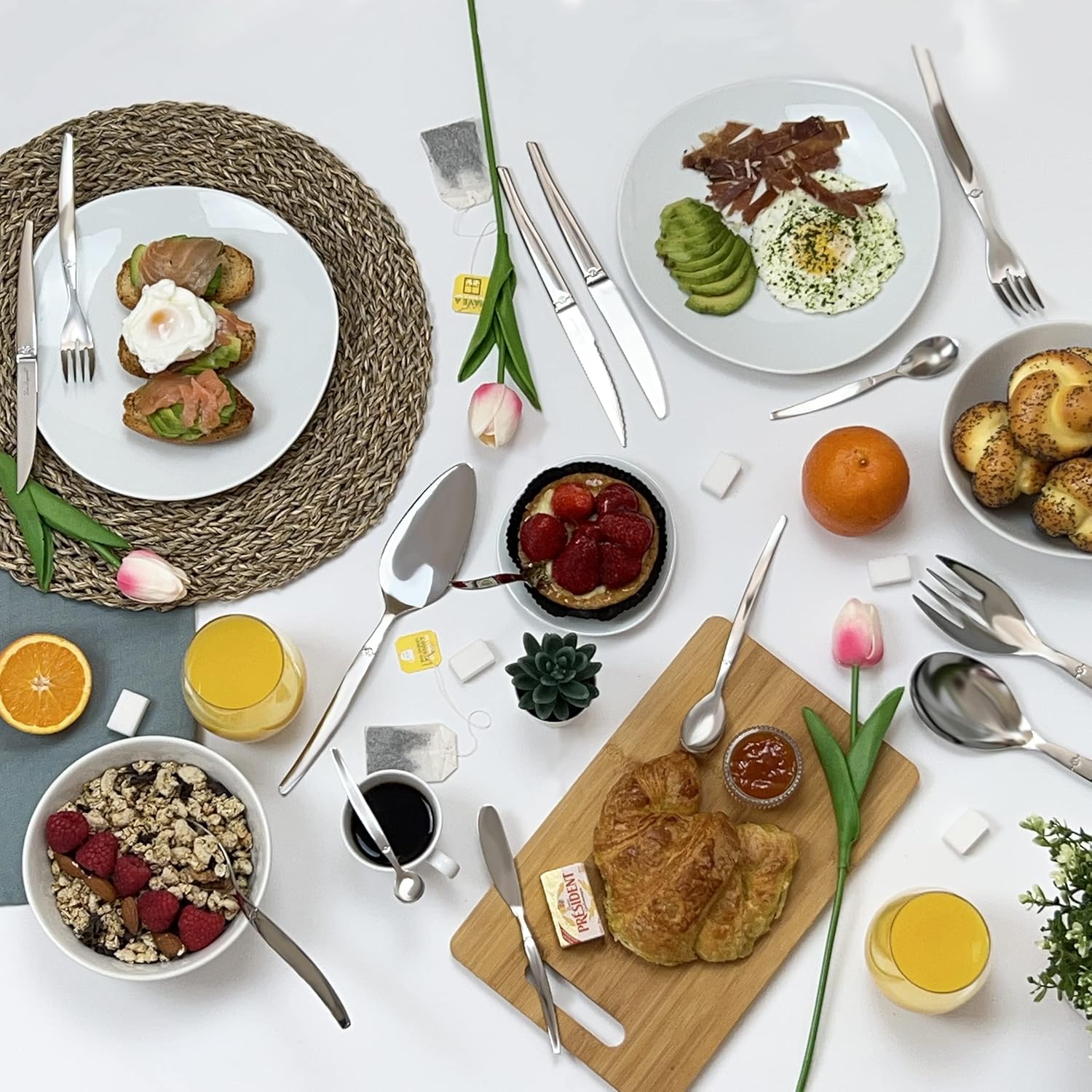 Lou Laguiole - Jet - ménagère 74 pièces pour 12 pers - inox 18/0, brillant