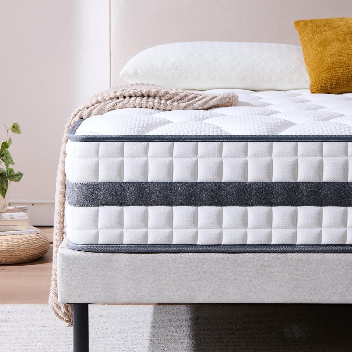 Matelas hybride - mousse mémoire & ressorts - 140x190x22 cm - doux, respirant