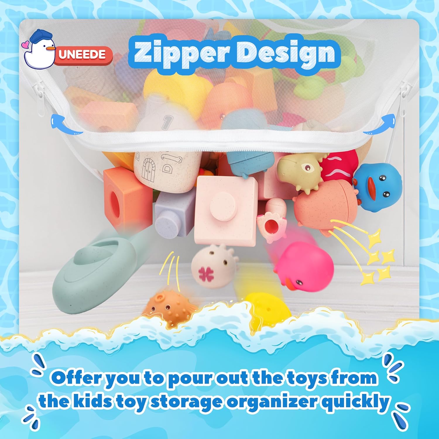 UNEEDE - support d’angle bain enfants - maille, séchage rapide