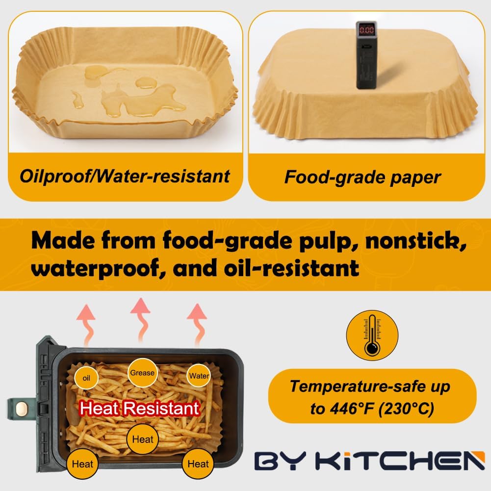 BYKITCHEN - papier cuisson friteuse - 200 pcs, 9,5L, accessoires air fryer, AF300EU/AF400EU/SL400EU