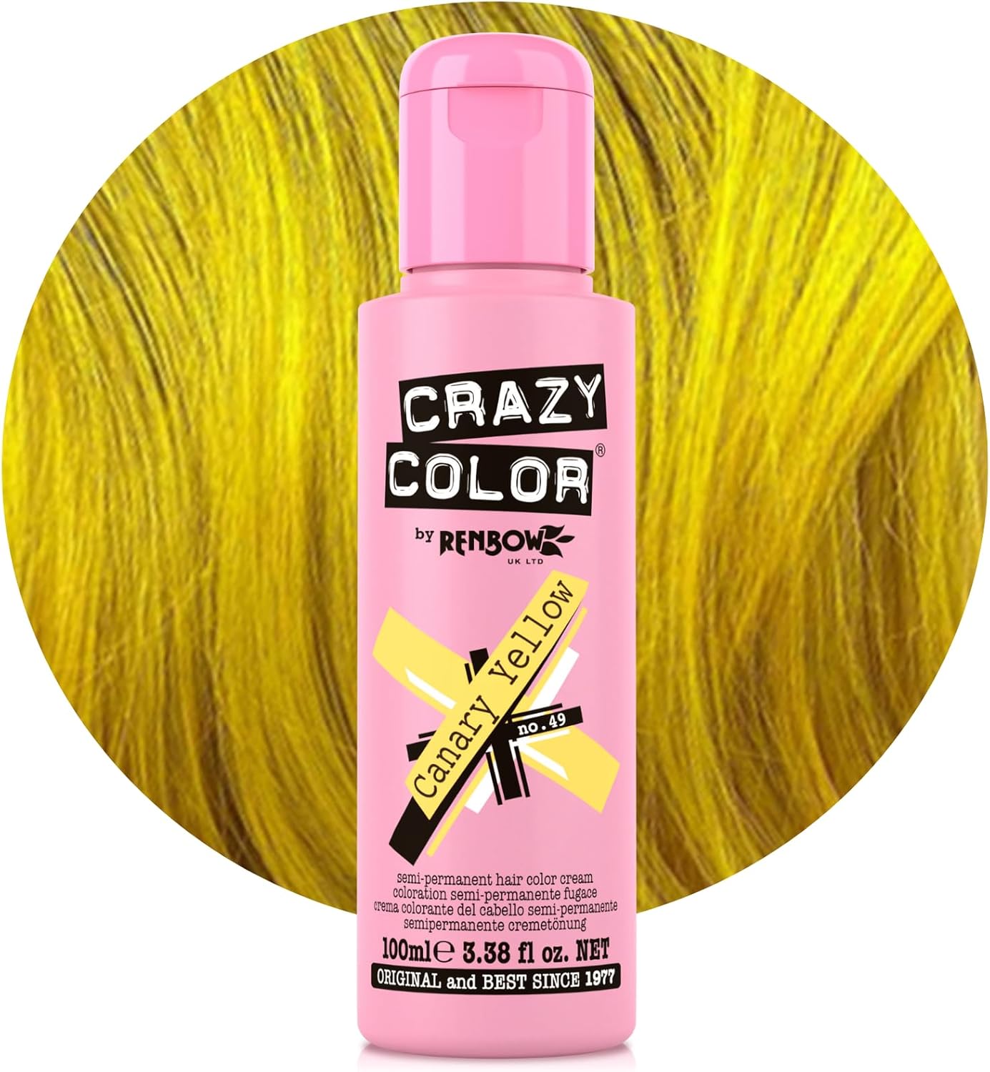 Crazy Color - Coloration Canary Yellow Série - 100ml crème, jaune intense, No49