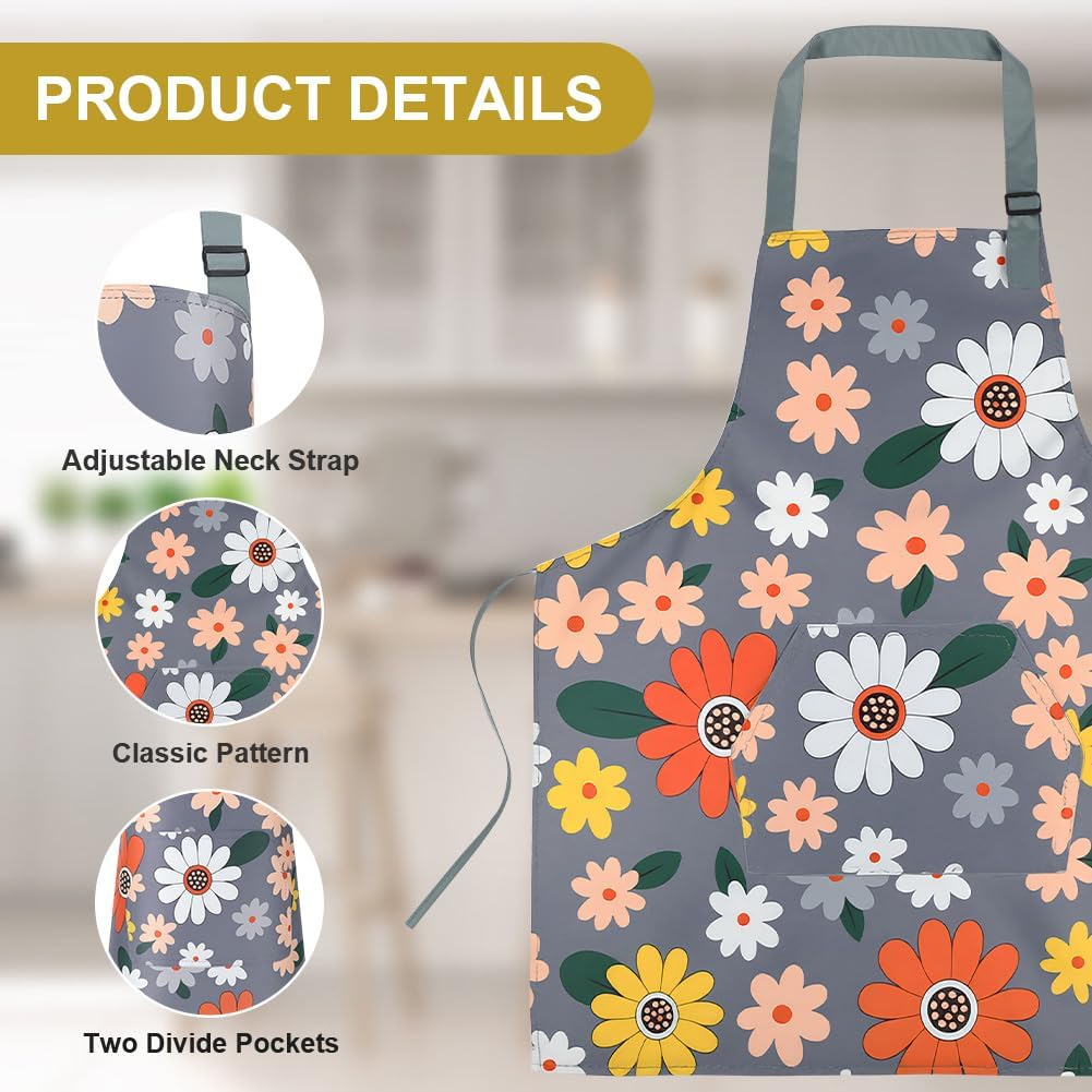 Vicloon - tabliers floraux, réglables, imperméables, 3 pièces, poches