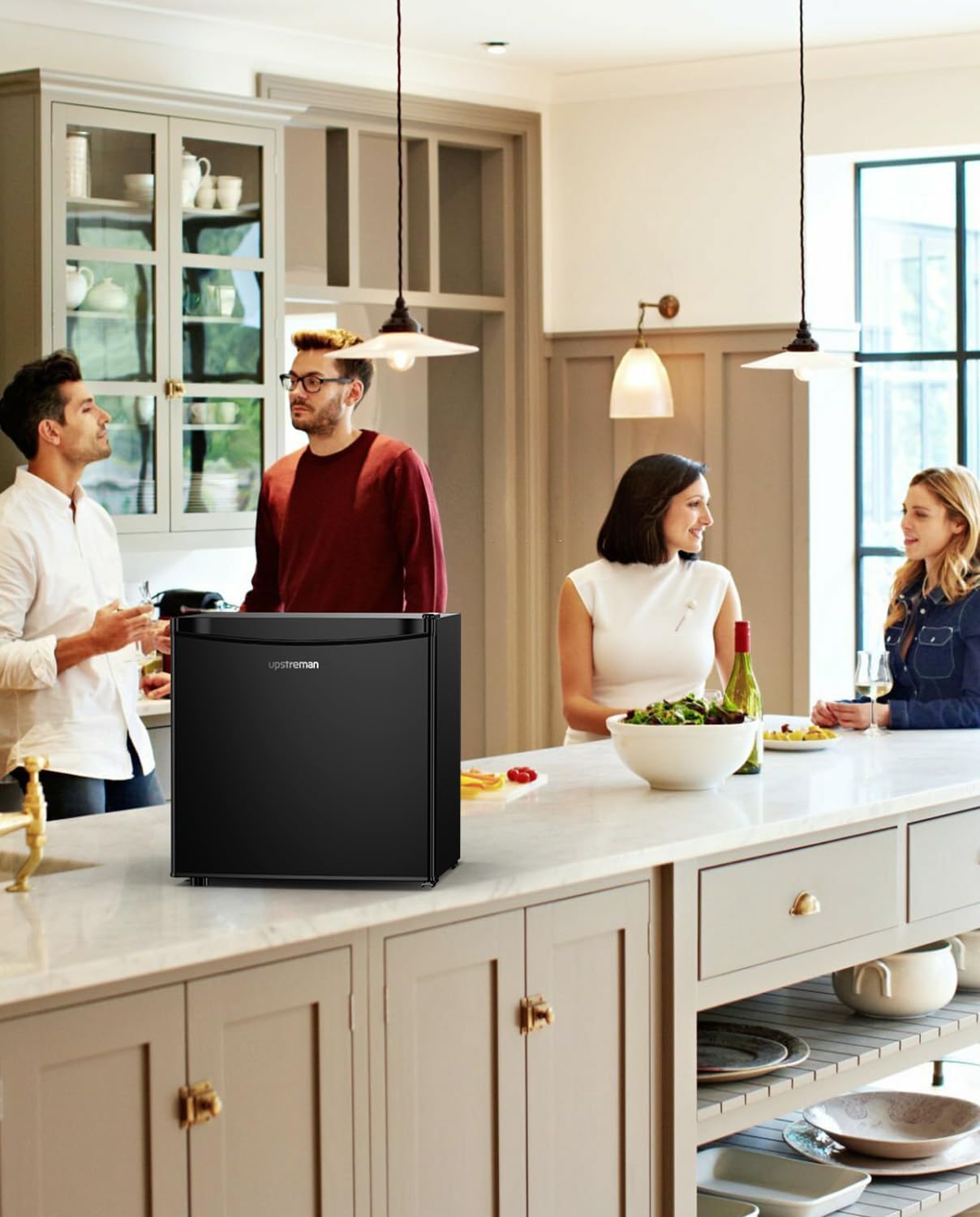 Upstreman - mini frigo 46L - congélateur, silencieux, porte réversible, FR17