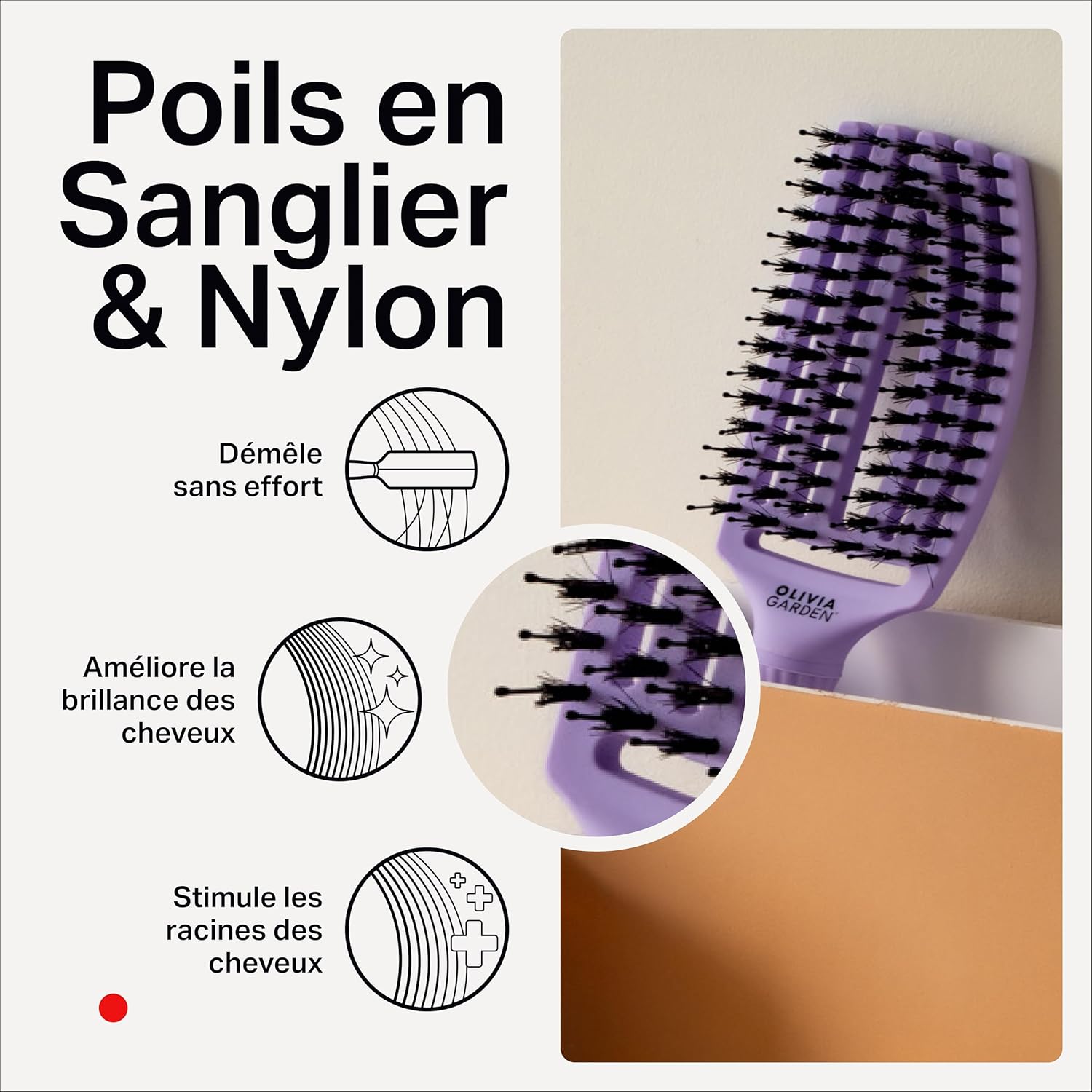Olivia Garden - Fingerbrush Care Iconic - poils sanglier & nylon - Brushing lissant et brillant