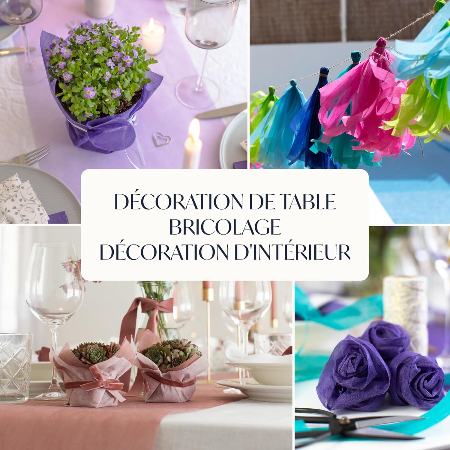 100%Mosel - Chemin de table non-tissé, blush rose - 30x2500cm - déco fêtes