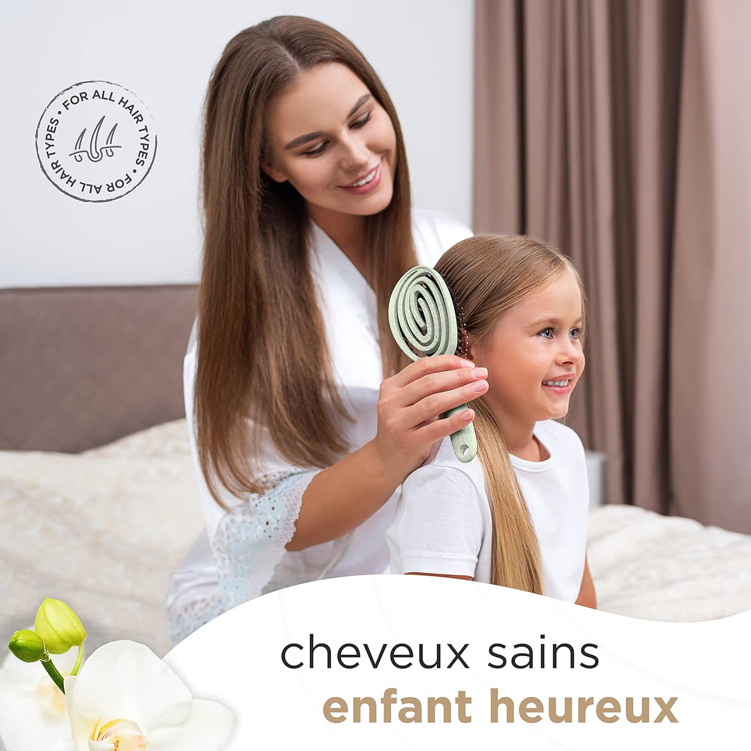 FABCARE - Brosse sanglier double ressort - verte - démêlage sans douleur