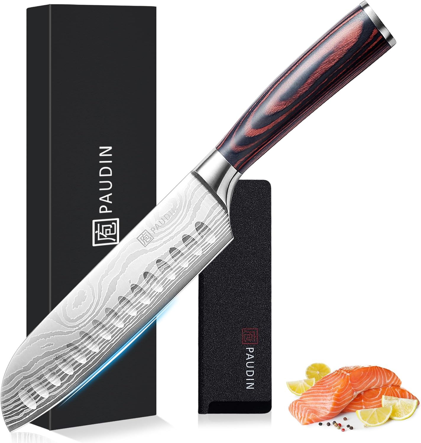 PAUDIN - Couteau Santoku série Pro - 17 cm - inox allemand, poignée ergonomique, boîte cadeau