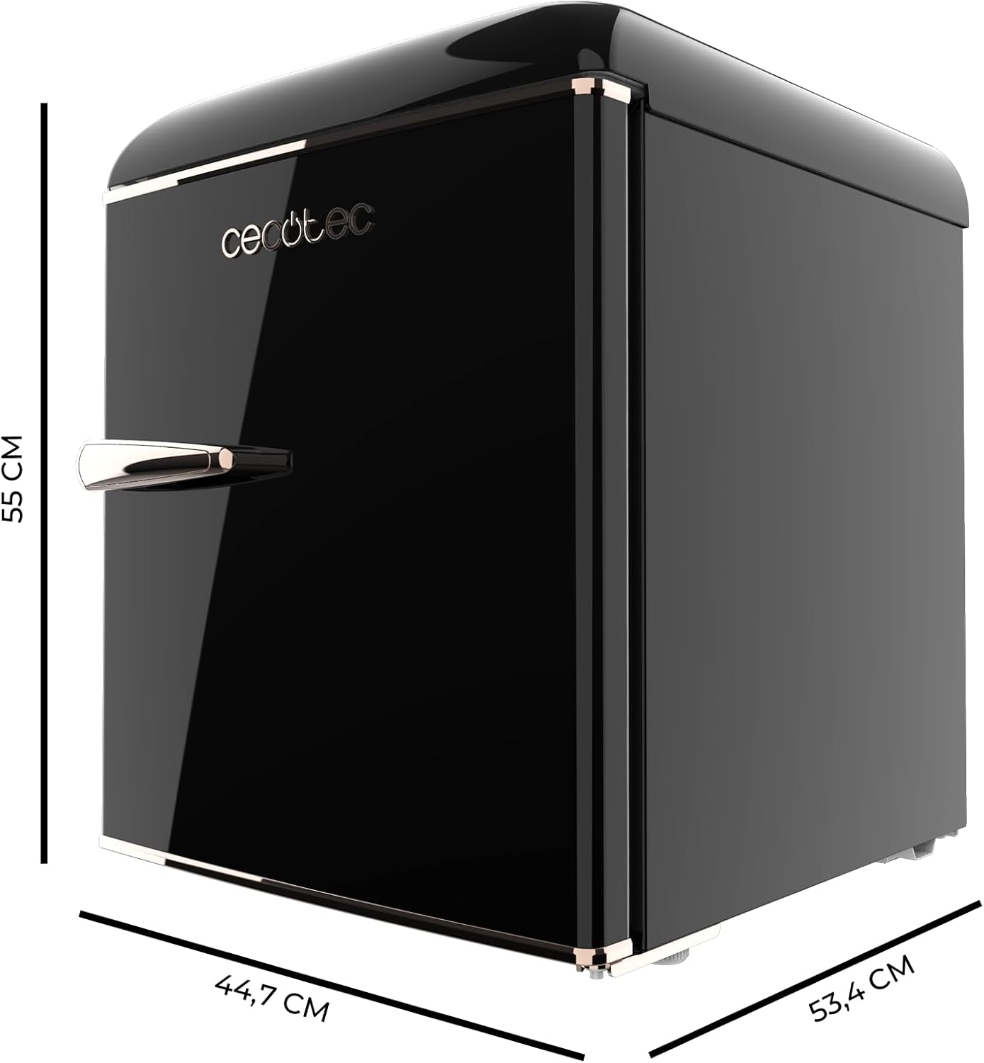 Cecotec - Bolero CoolMarket TT Origin - 55x44,7cm - mini frigo, classe E, bac à glace, poignée chromée