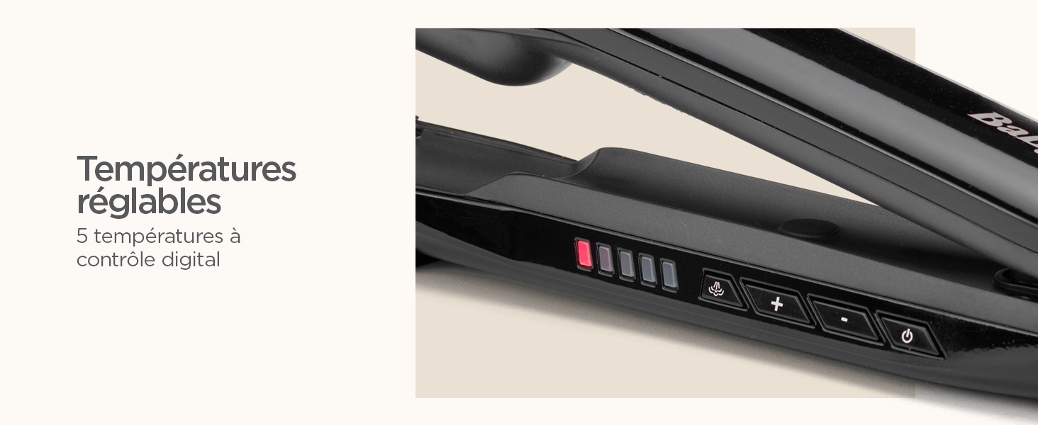 BaByliss, lisseur Steam Shine Styler, ST496E, lisseur vapeur, fer a lisser tous types de cheveux