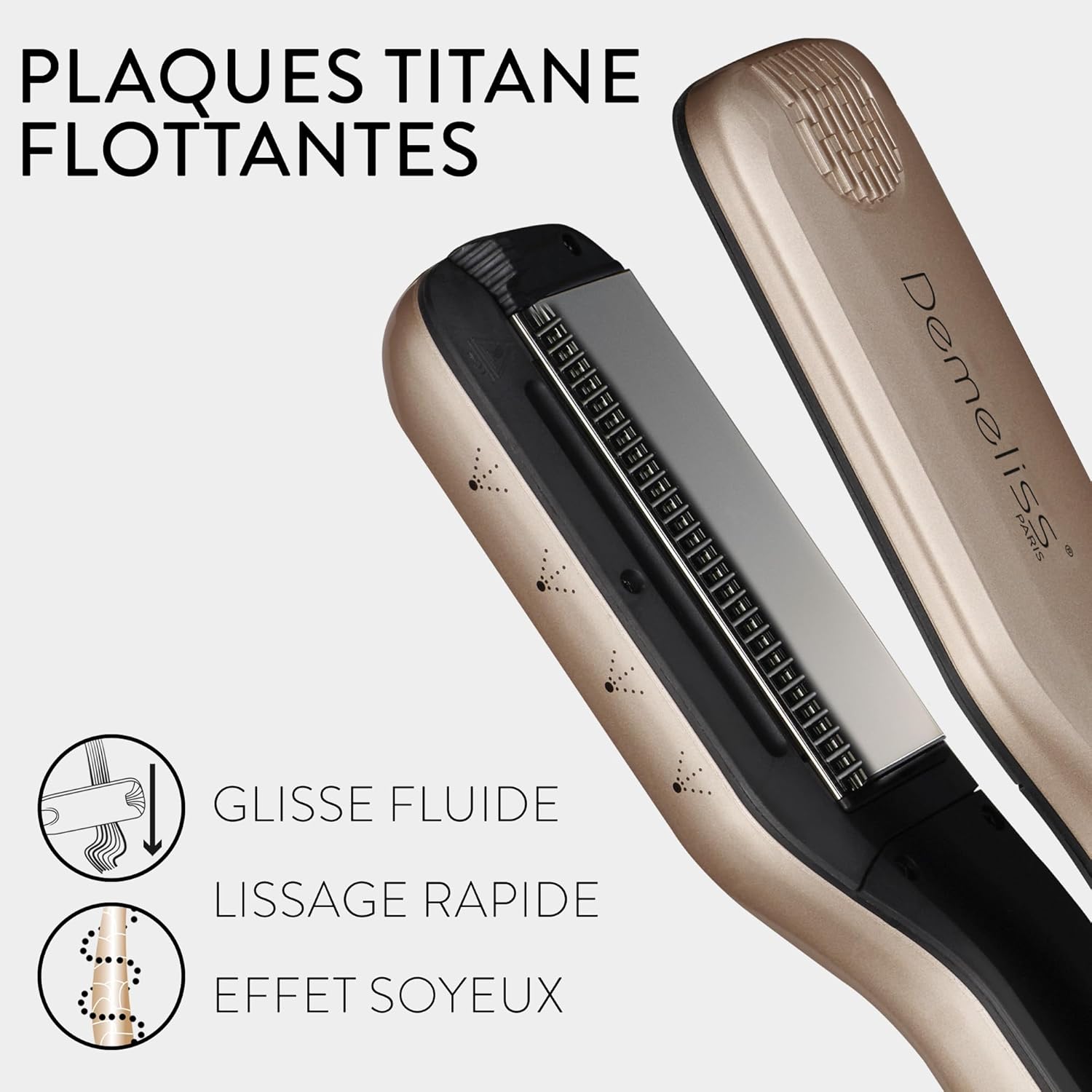 Saint Algue - Demeliss Lisseur vapeur titane, réservoir XL, 5 températures, tous cheveux TITANIUM