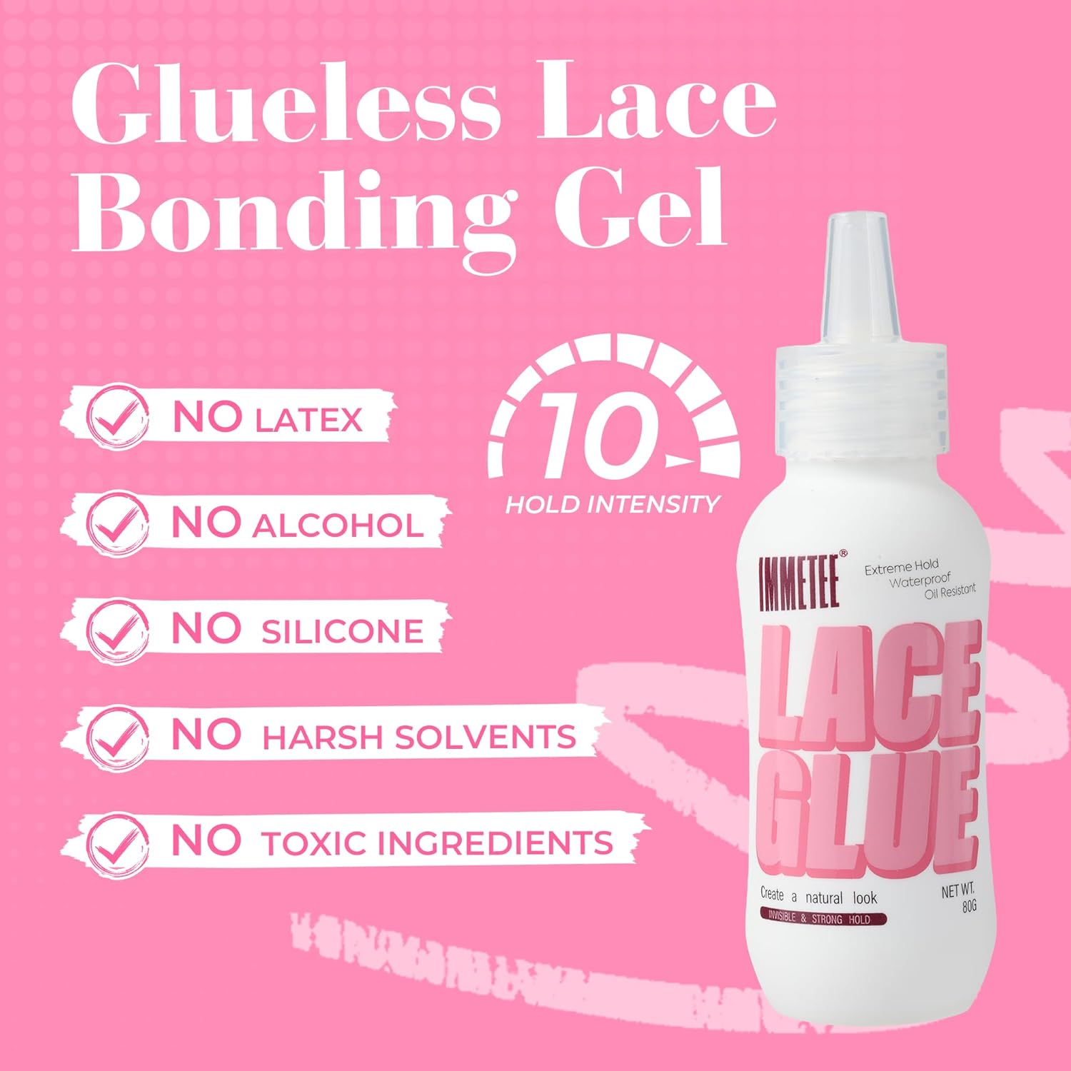 Colle à perruque - adhésif transparent forte tenue - 80g - invisible, remplacement cheveux