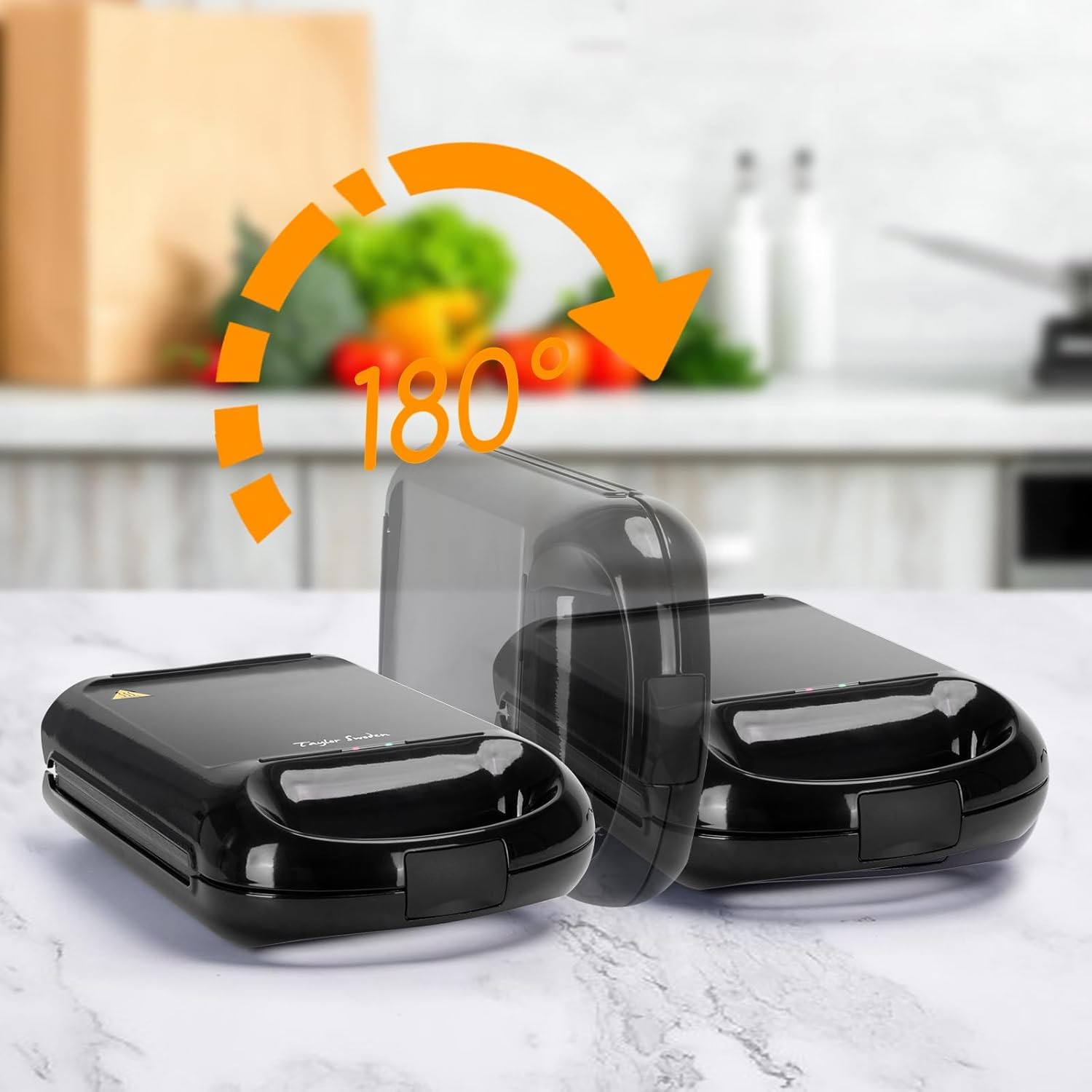 Taylor Swoden - Bruno 3 en 1 - 1200W - 4 sandwichs, plaques antiadhésives, rotation 180°, sans BPA