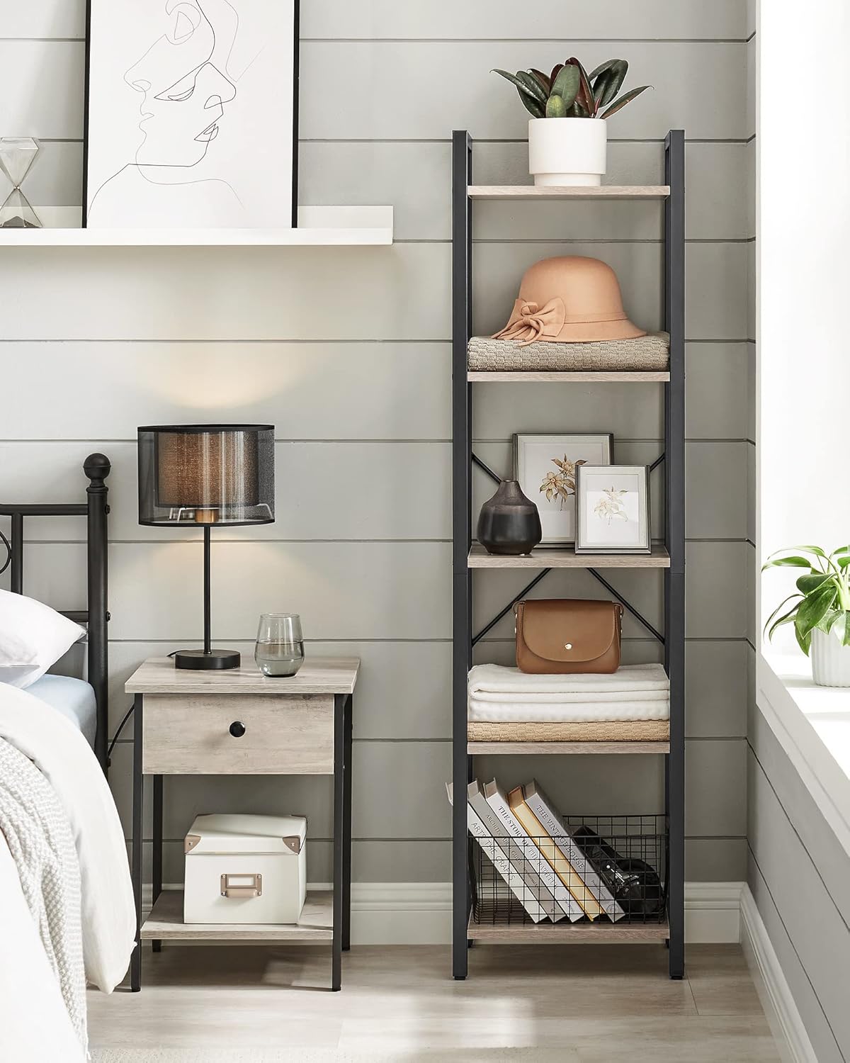 VASAGLE - étagère industrielle 5 niveaux 30x39,6x154cm, rangement LLS100B02