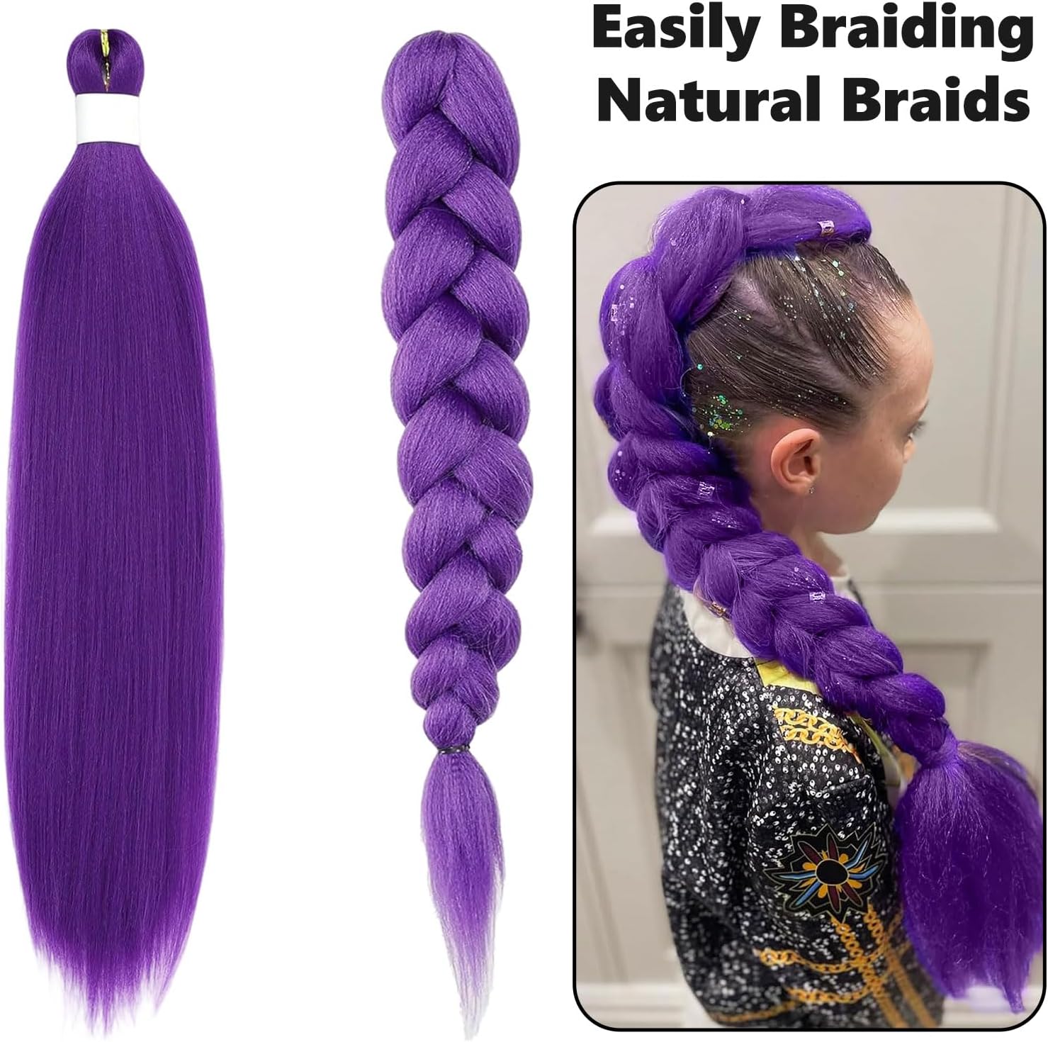 Extension cheveux violette - 30 pouces - lot de 2 mèches longues, usage cosplay