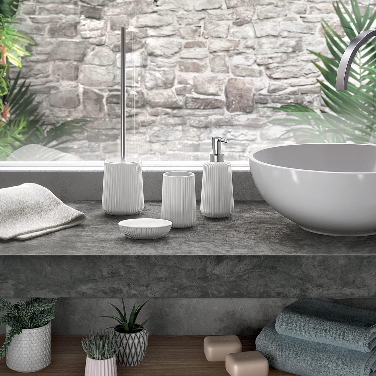 Gedy - Porte-savon G-Marika - 3x12x8,3 cm - Céramique, lot de 2