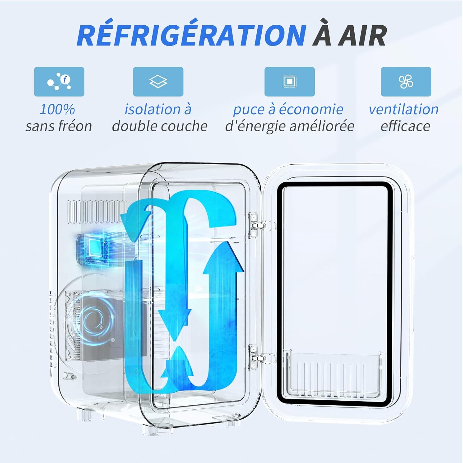 YASHE - mini réfrigérateur 6L - portable AC/DC, 8 canettes, blanc