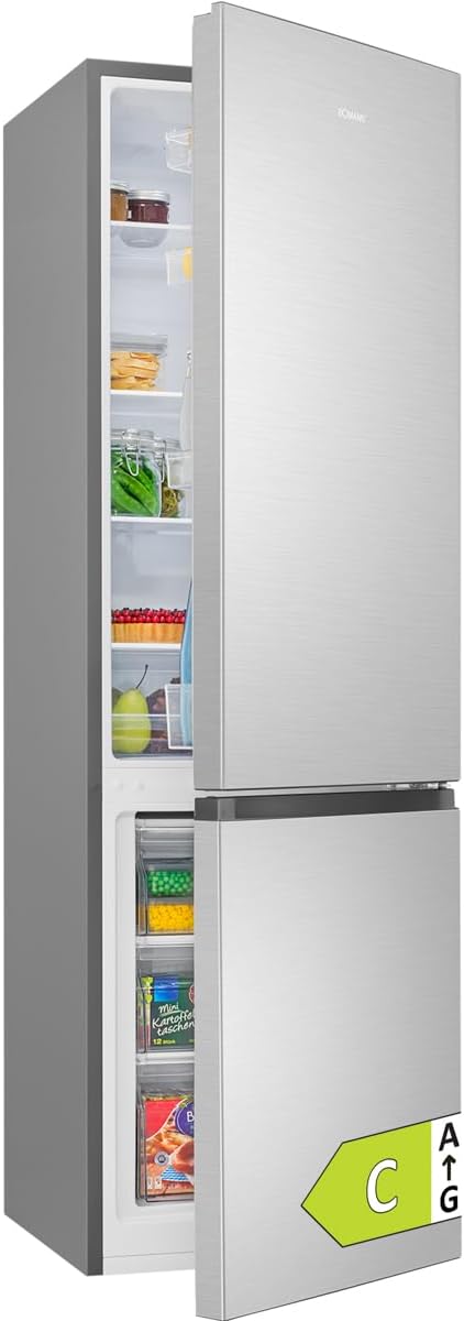 Bomann - KG7353 - réfrigérateur-congélateur 55cm, 268L, éclairage LED, inox