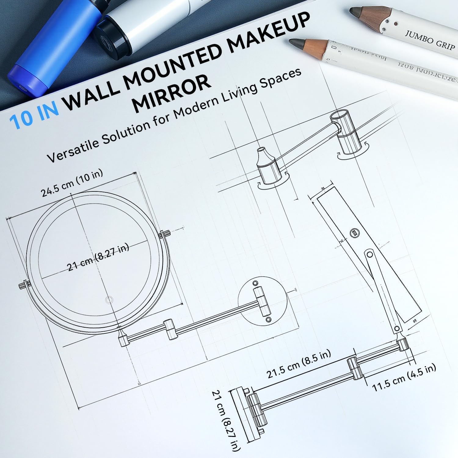 Auxmir - miroir grossissant mural série 10