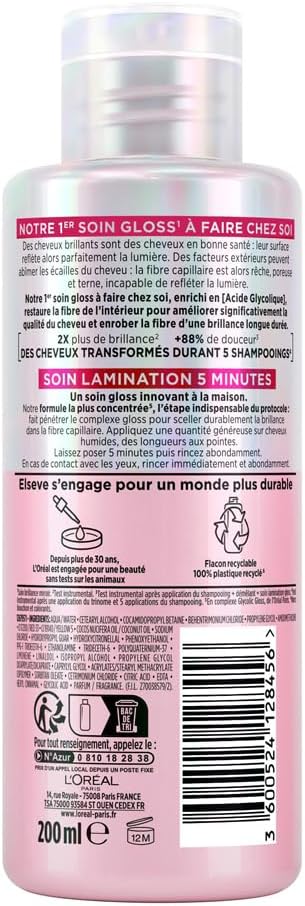 L'Oréal Paris - Elseve Glycolic Gloss - routine visage & cheveux - soins acide glycolique, lamination, exfoliant
