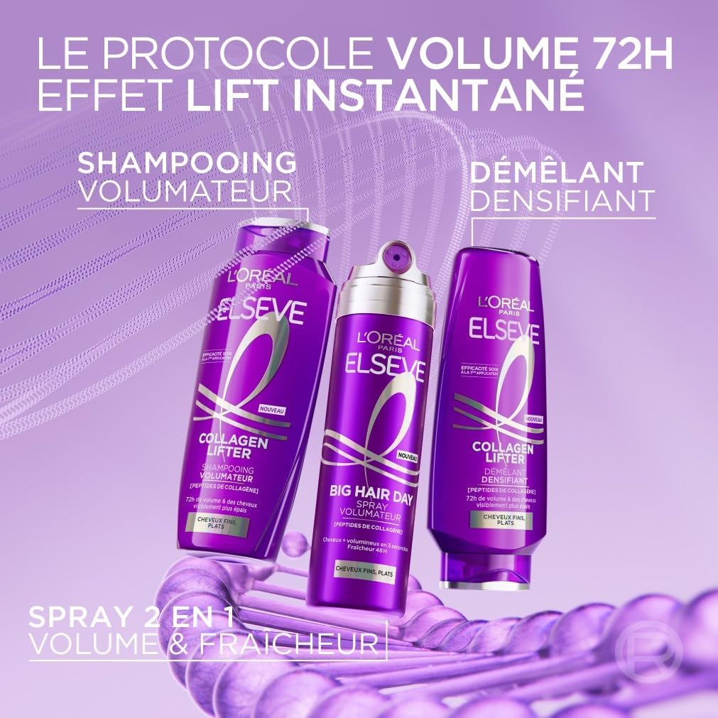 L'Oréal Paris - Elseve Collagen Lifter - 2x250ml - Volumateur cheveux fins sans silicone
