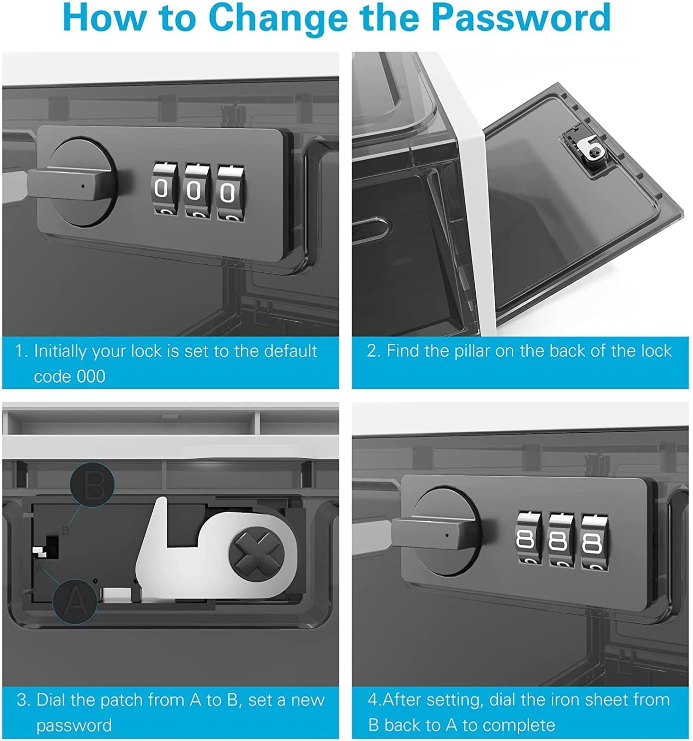 SUKUOS - Boîte verrouillable, rangement médicaments, noire, sécurité, compacte