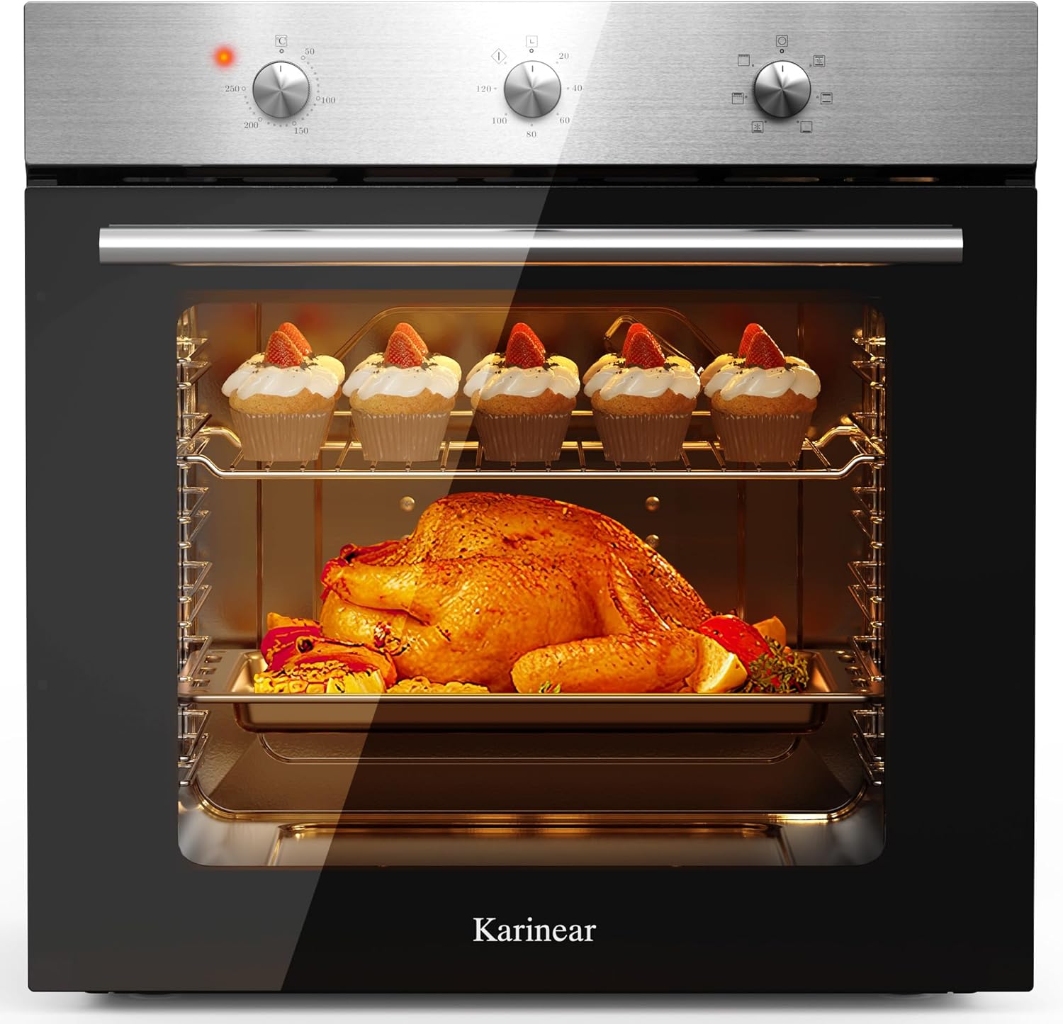 Karinear - four encastrable 60 L - 60 cm, chaleur tournante, 6 programmes