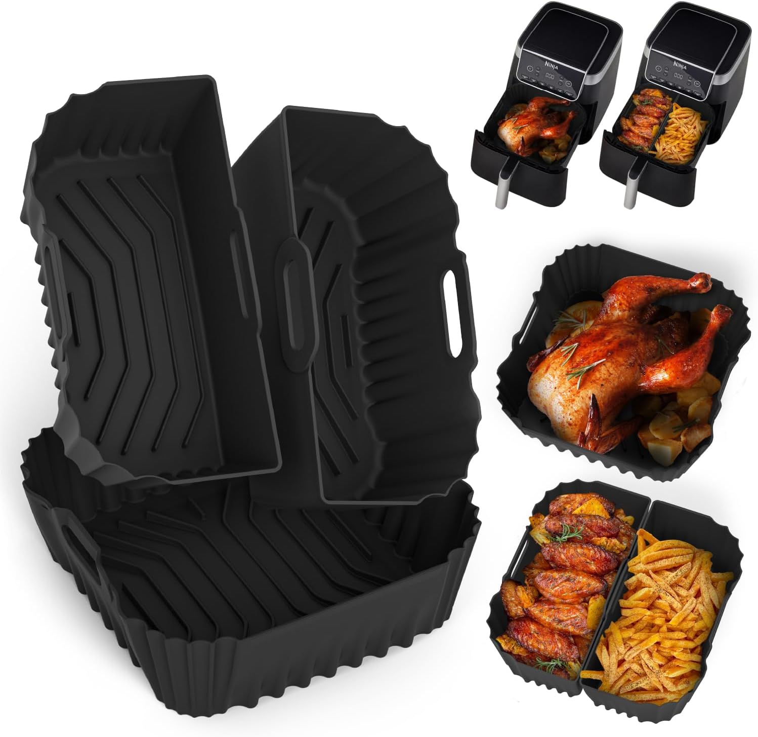 Moule en silicone airfryer 22x23cm réutilisable, lot 3, COSORI/PHILIPS/NINJA