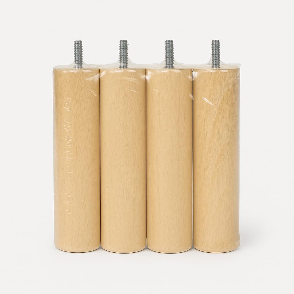 La Fabrique de Pieds - Cylindres bois verni clair 25x6x6 cm - jeu de 4 pieds - AM20170003
