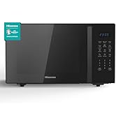 Plusieurs vues d'un four à micro-ondes ou d'un appareil électronique noir, montrant différents angles de son design élégant avec affichage numérique et panneau de commande.