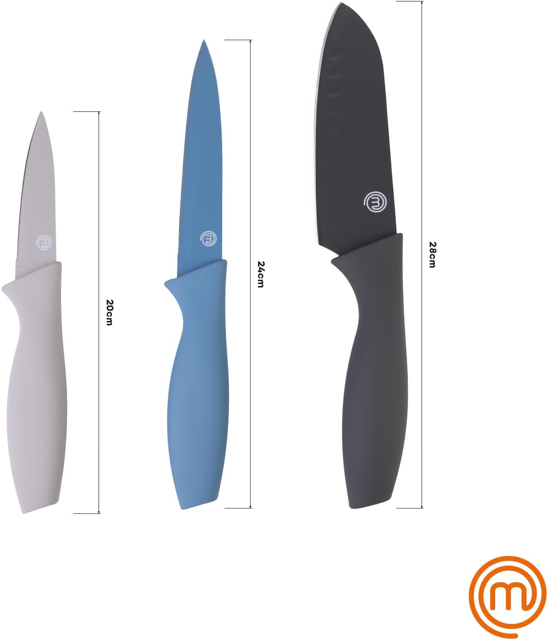 MasterChef - Set de coutellerie Azure - 3 pièces - inoxydable, manche ergonomique