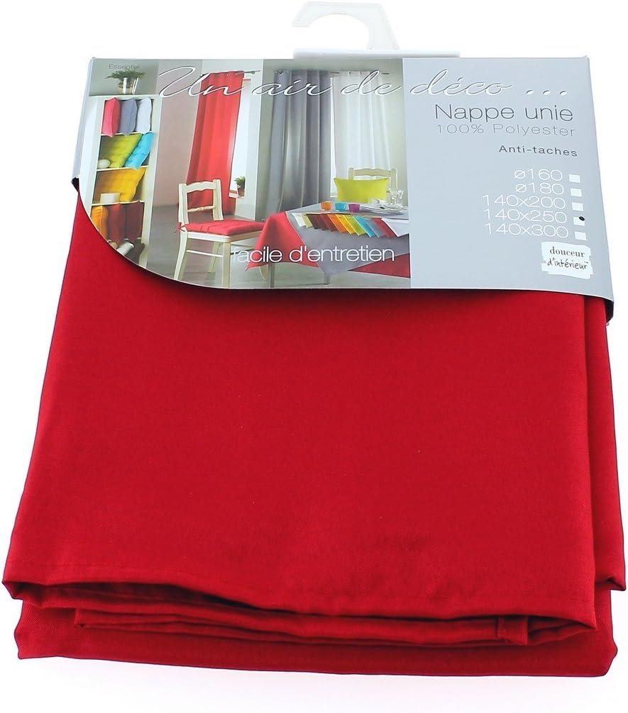 Nappe rectangle - polyester uni rouge - 140x250 cm - essentielle