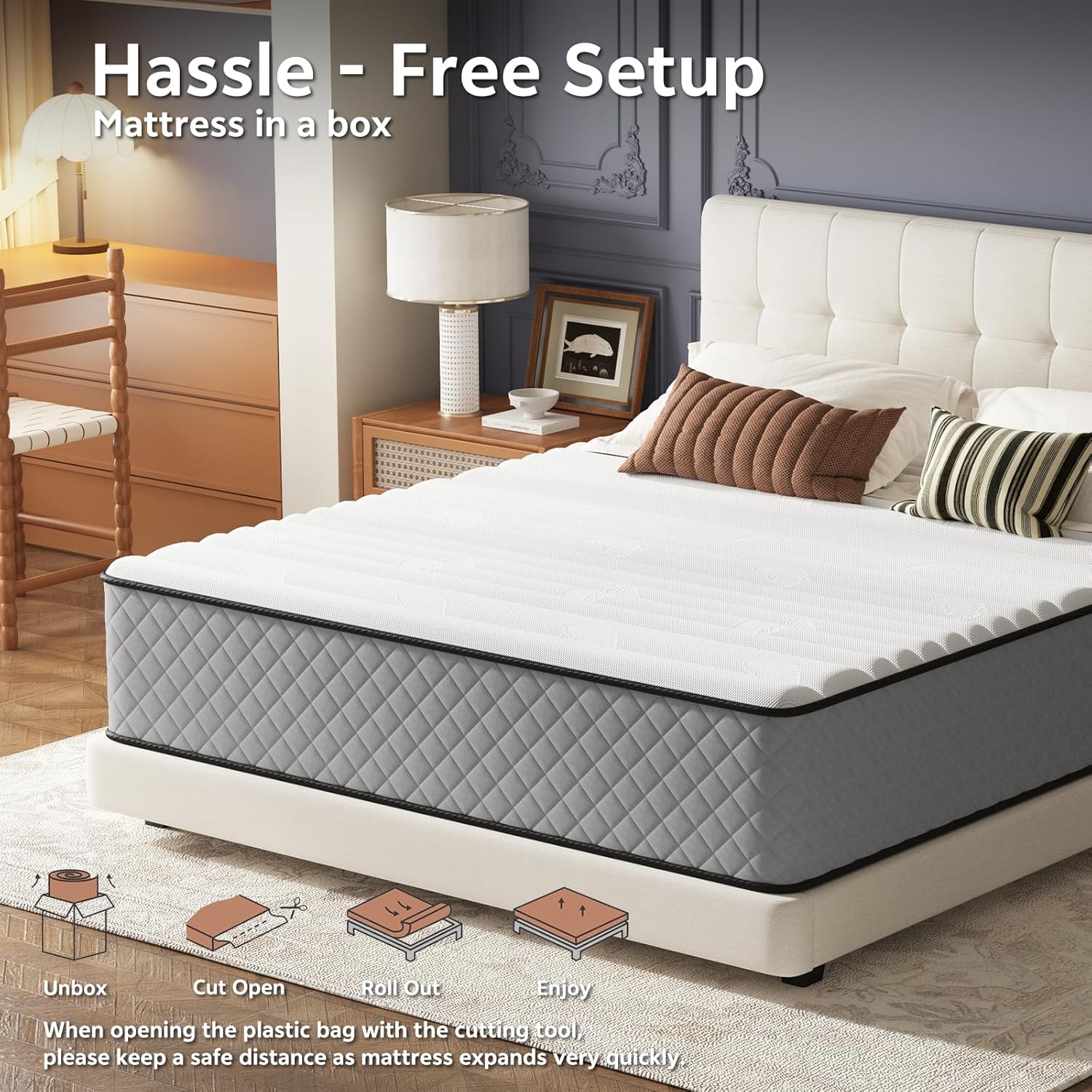 Matelas double - hybride ferme 25 cm mousse mémoire, soutien et confort
