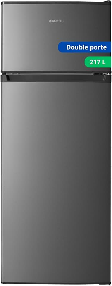 GEDTECH - réfrigérateur congélateur haut, 217L, classe E, GE217DPSL