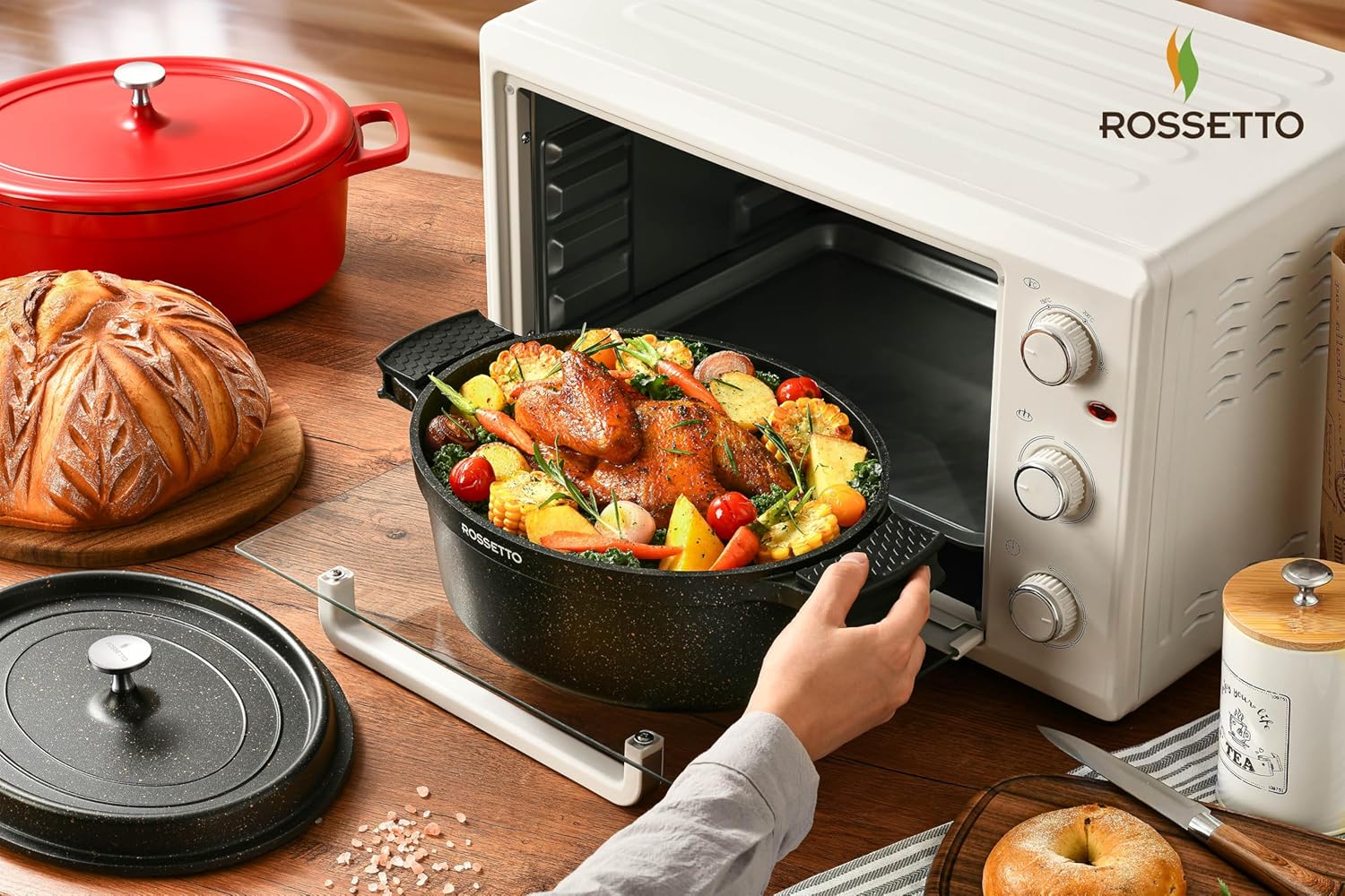 ROSSETTO - cocotte ronde fonte aluminium 28cm, céramique, induction, 6,6L