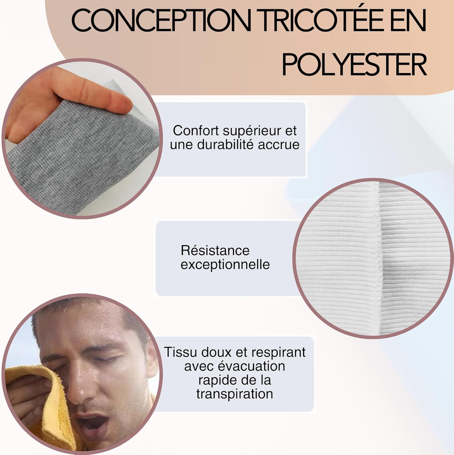 Bandeau cheveux - elastique sport antidérapant, respirant, 3pcs, adulte/enfant