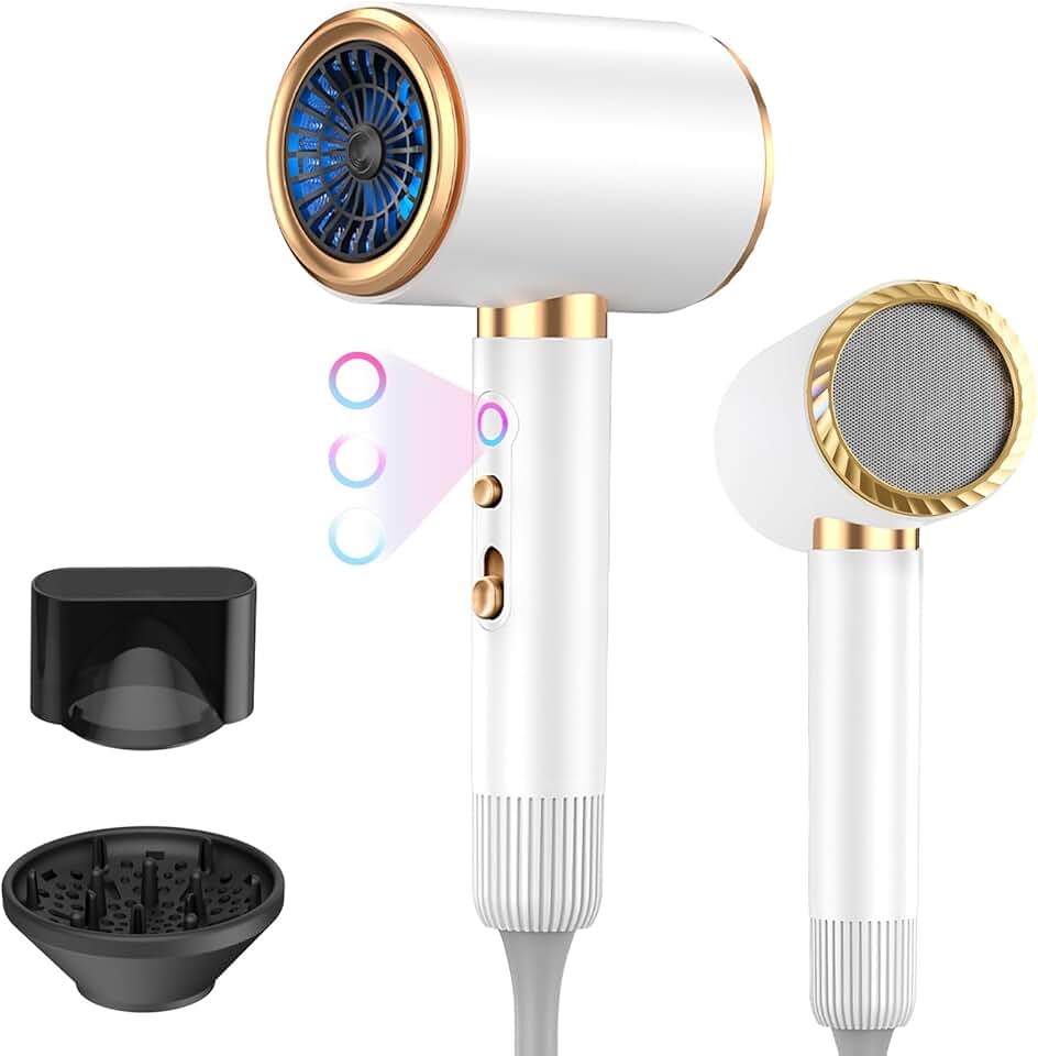 Sèche-cheveux - 2400W, ionique, 3 températures, diffuseur, accessoires