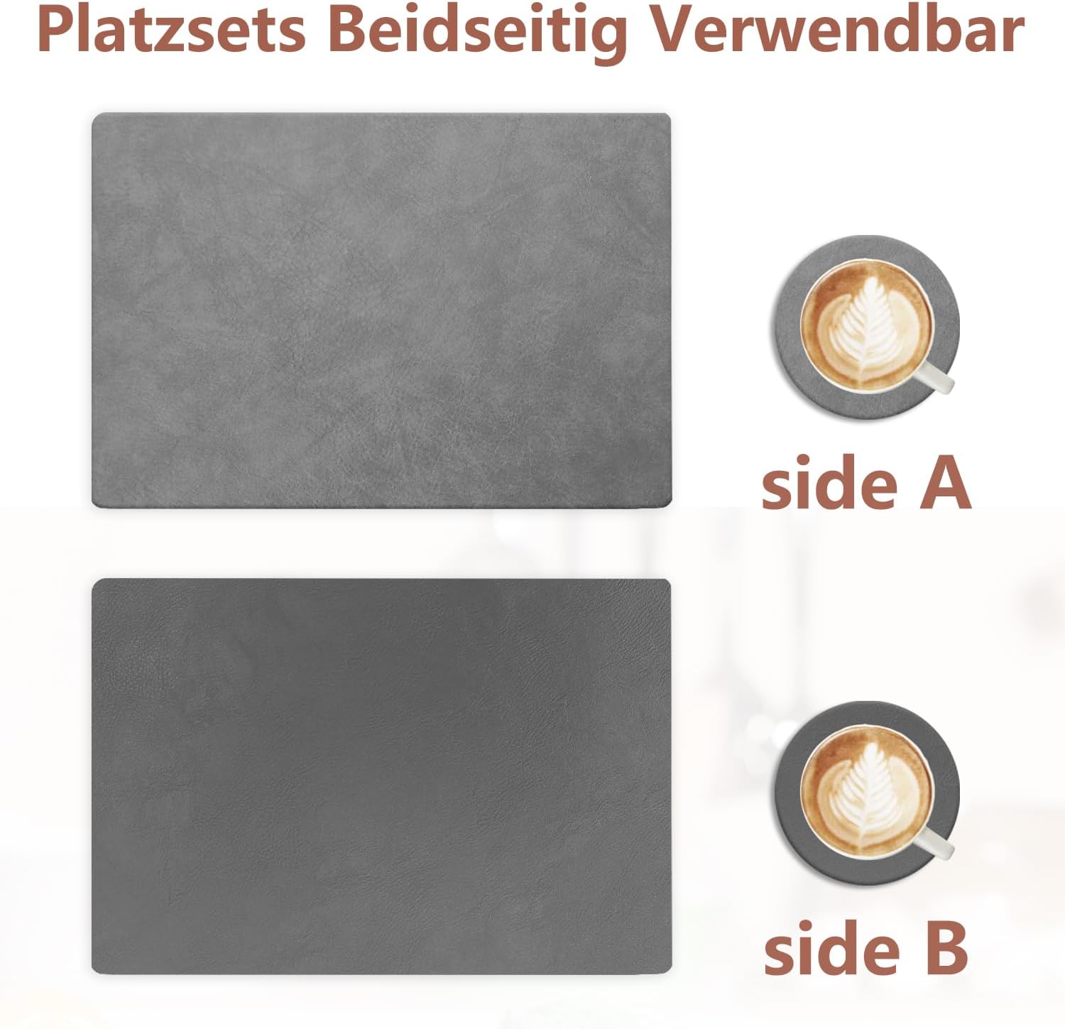 Set de table lavable double face 43x30cm, antidérapant, lot de 6