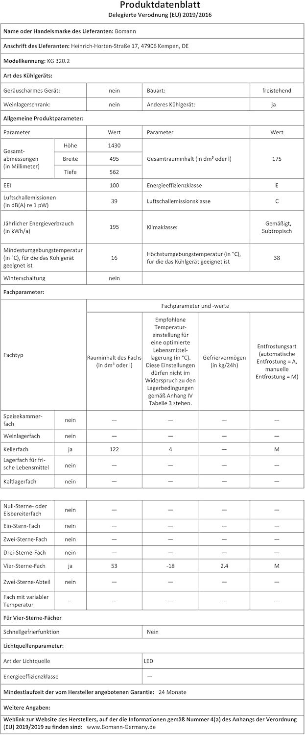 Bomann - KG320 - 175L, température réglable, portes réversibles, pieds réglables, rouge - KG320