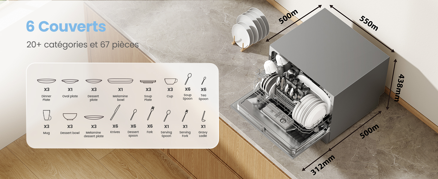 Le texte indique « 6 Couverture ». Étapes techniques d'installation ou d'assemblage montrant les composants métalliques et le matériel de montage avec les spécifications de mesure.